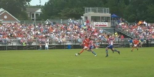 Photo of soccer game at Alumni Soccer Stadium